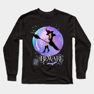 Black cat Magic Witch Tarot cards Beware potion witchy Witchcraft astrology Halloween Long Sleeve T-Shirt